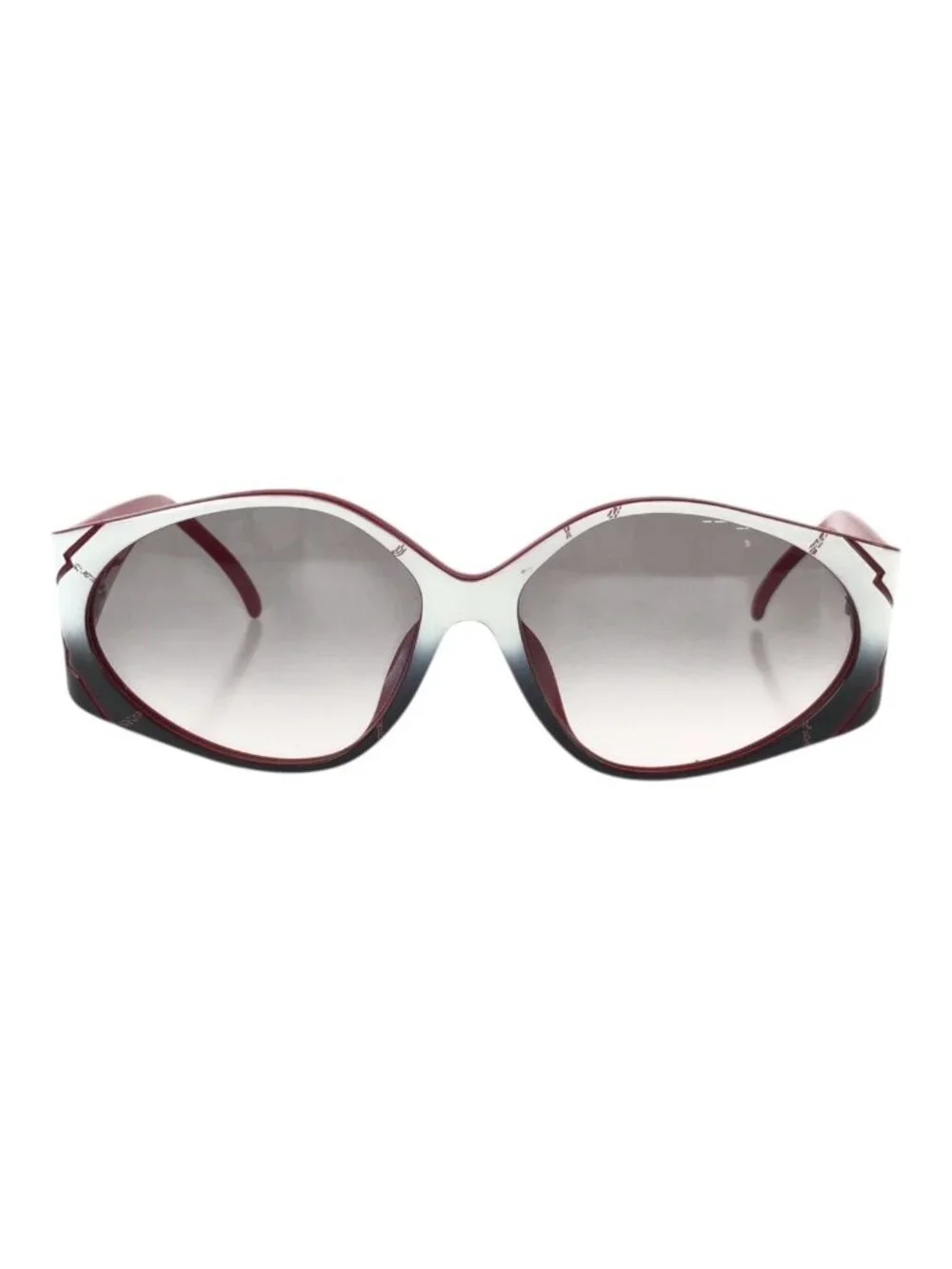 Dior Vintage Bicolor Gradient White Gray Red Sunglasses Eyewear